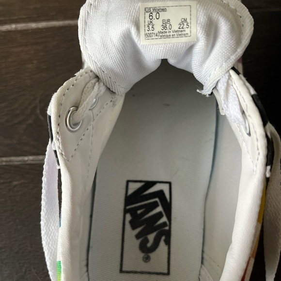 Vans Old Skool Rainbow Black White Checkerboard Checkered Shoes Size 6 - Picture 6 of 14